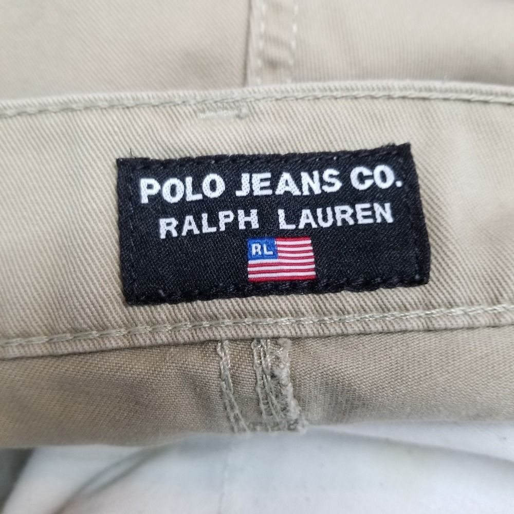 Vintage Polo Jeans Co Cargo Pants Men‎ 39 x 30.5 Beige Military Paratrooper Y2K - Picture 9 of 10